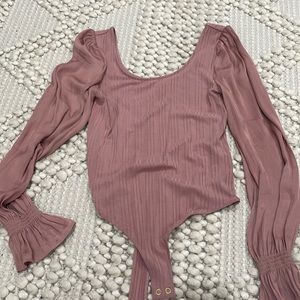 Banana Republic Mixed Media Blouson sleeve bodysuit XS